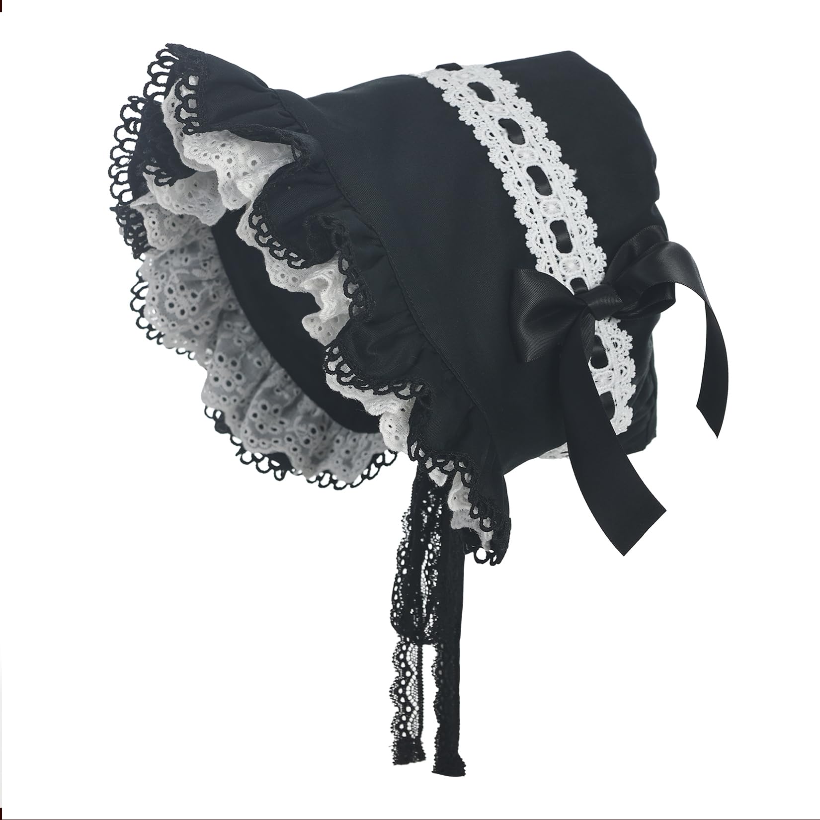 BPURB Victorian Lace Bonnet Colonial Pioneer Hat for Halloween